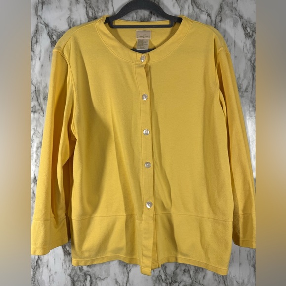 Bobbie Brooks Ladies L Sweater Button Up Cotton/Polyester Blend Yellow - Picture 1 of 4